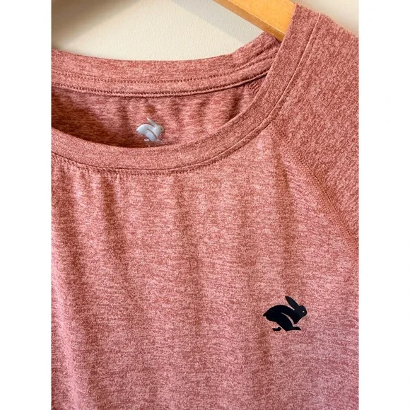 Rabbit EZ Tee Womens Medium Running Shirt Heathered Pink Short Sleeve Crew Neck - Picture 2 of 8